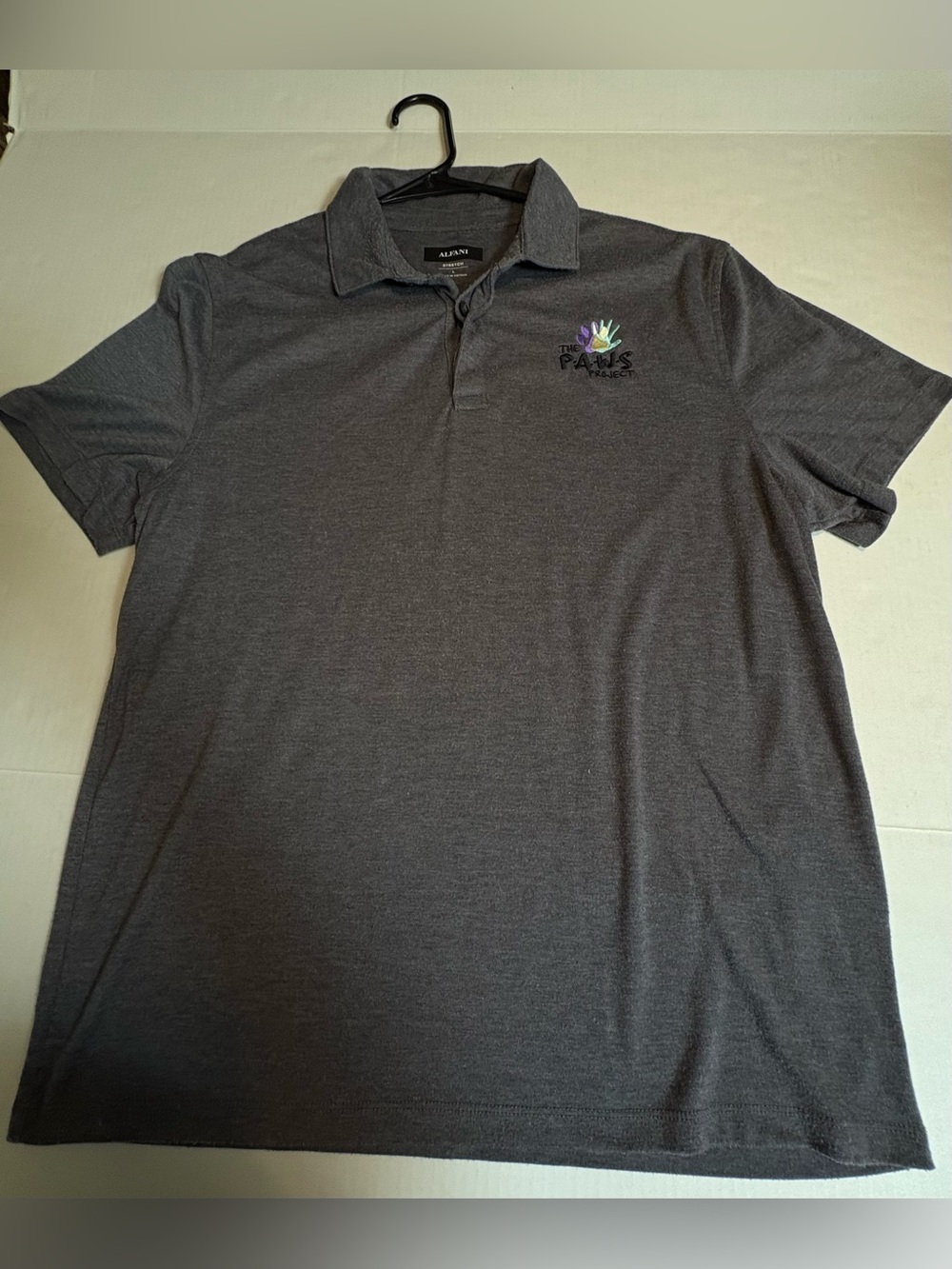 Alfani Charcoal Gray Polo with Embroidered Multi-Color Logo